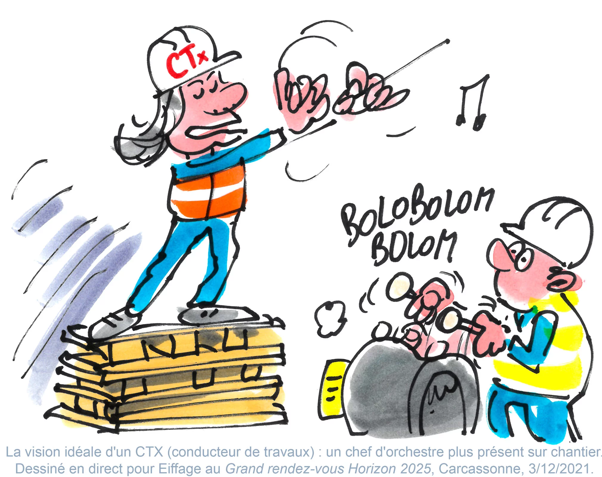 Animation de caricature en live pour une entreprise du secteur du bâtiment