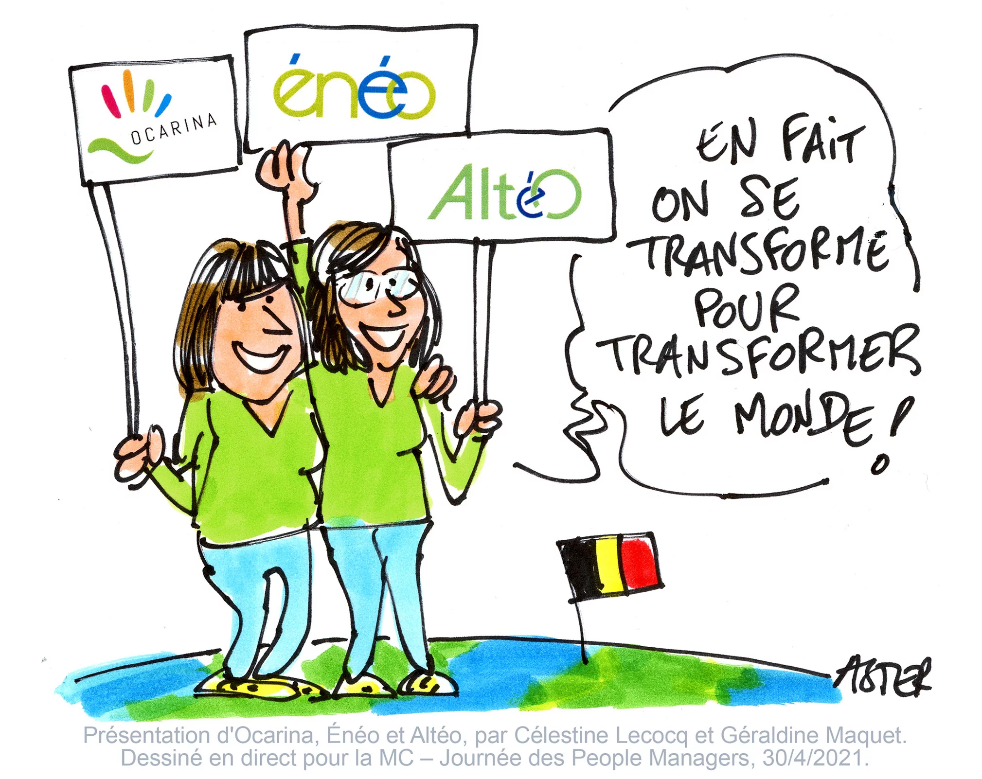 Caricature réalisée sur le vif pendant une réunion