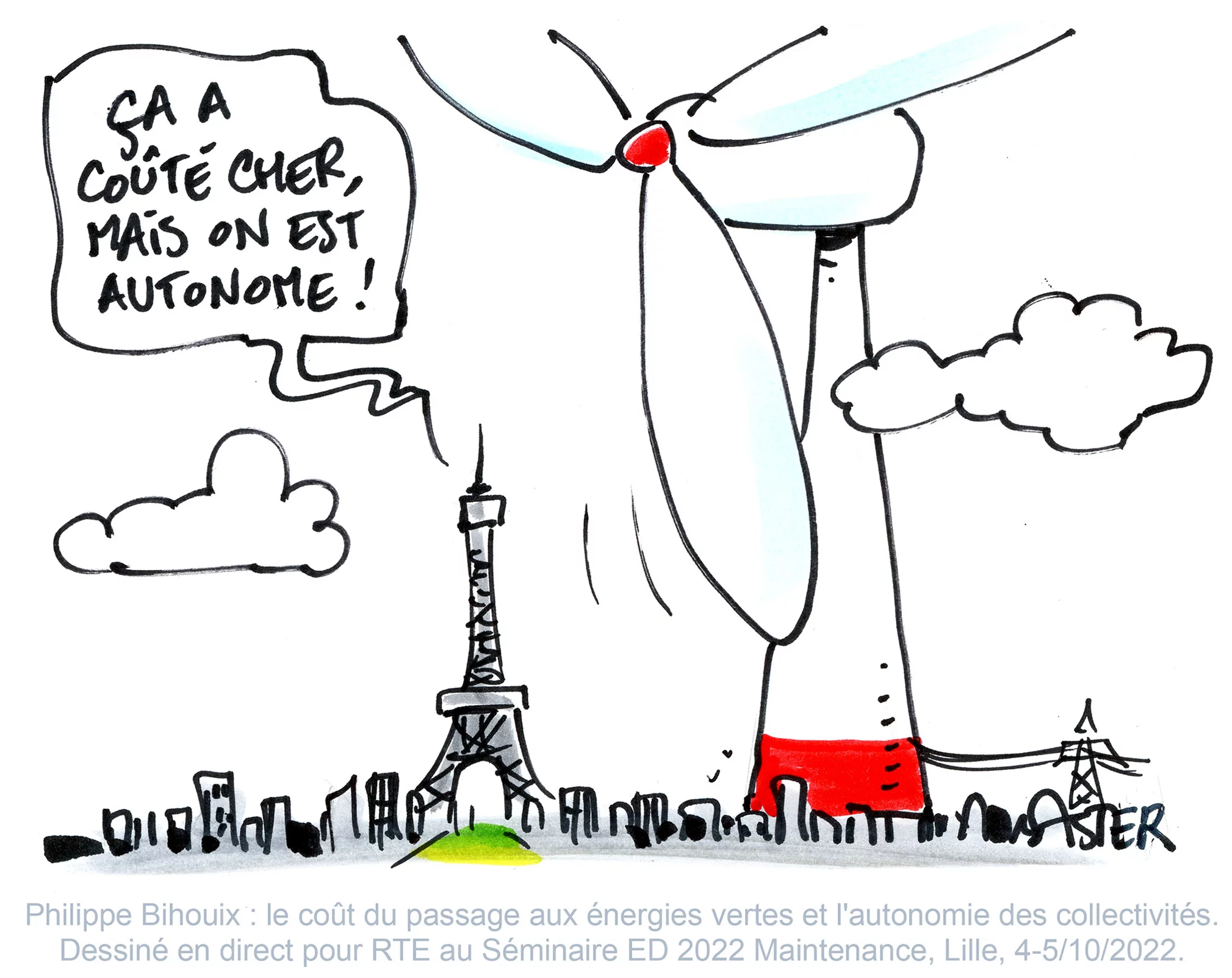 Cartoon humoristique dessiné en direct durant un séminaire RTE