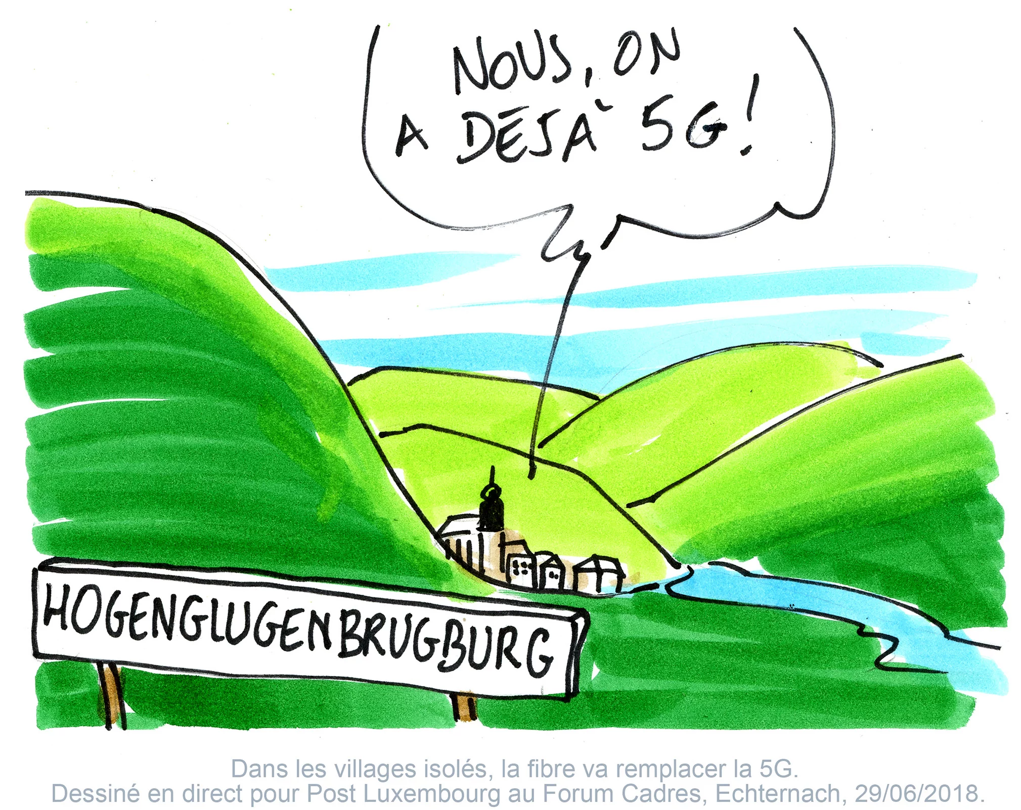 Animation visuelle (cartoon humoristique) dessiné en direct