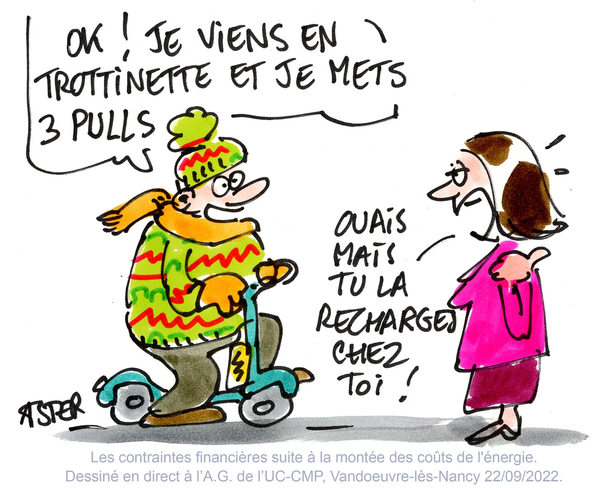 Dessin réalisé en direct pour illustrer avec humour les temps forts d'un événement institutionnel