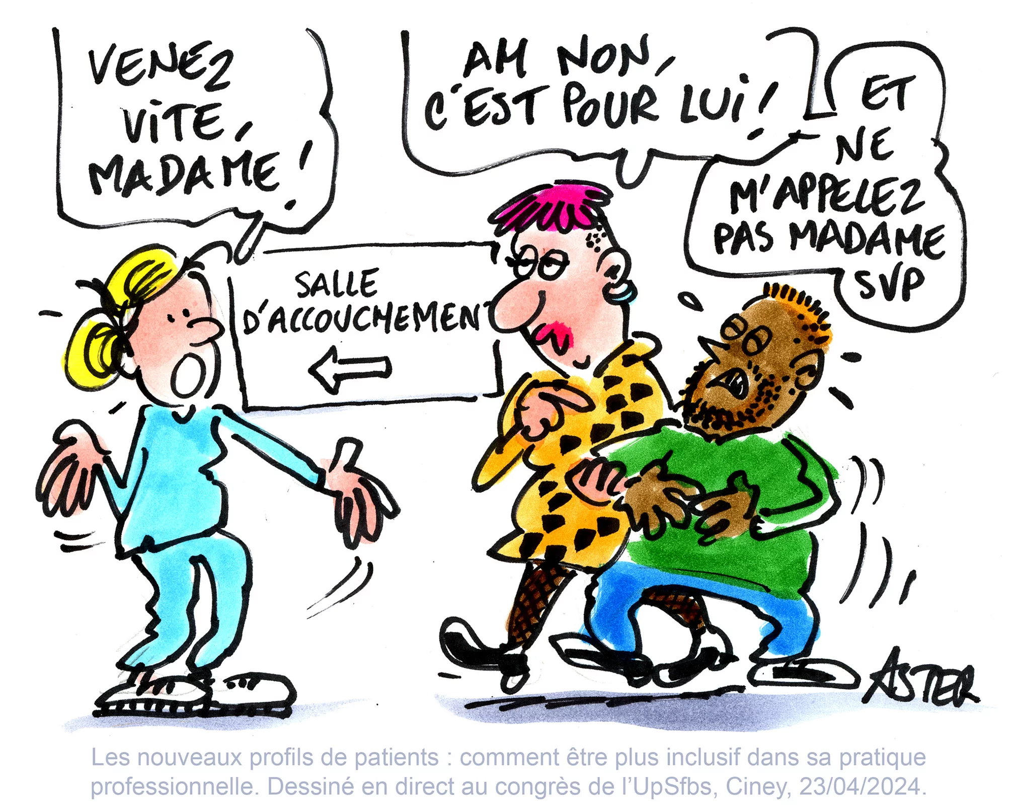 Caricature réalisée en direct au cours d'une réunion associative