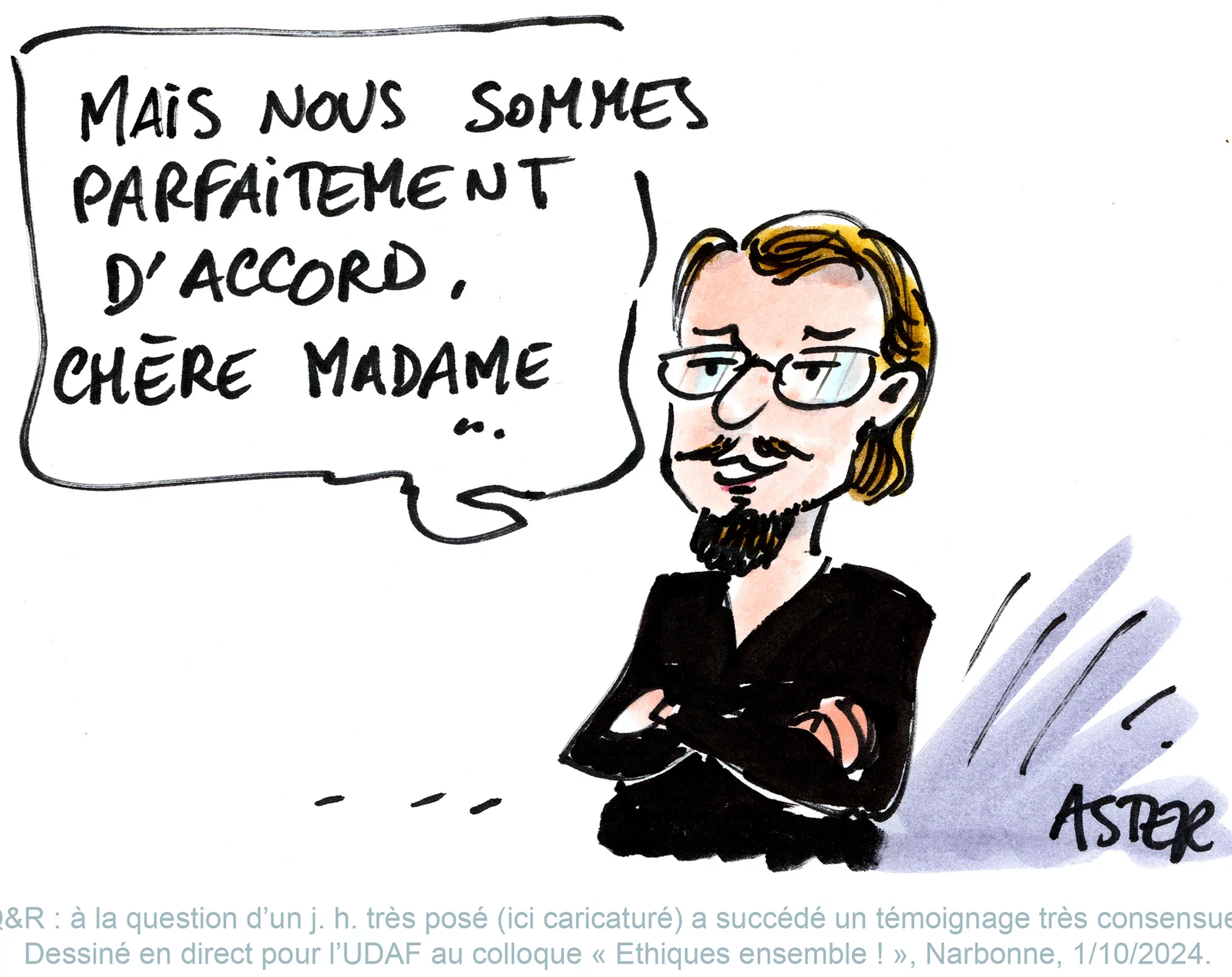 Dessin humoristique sur le vif réalisé pour une association lors d'un événement