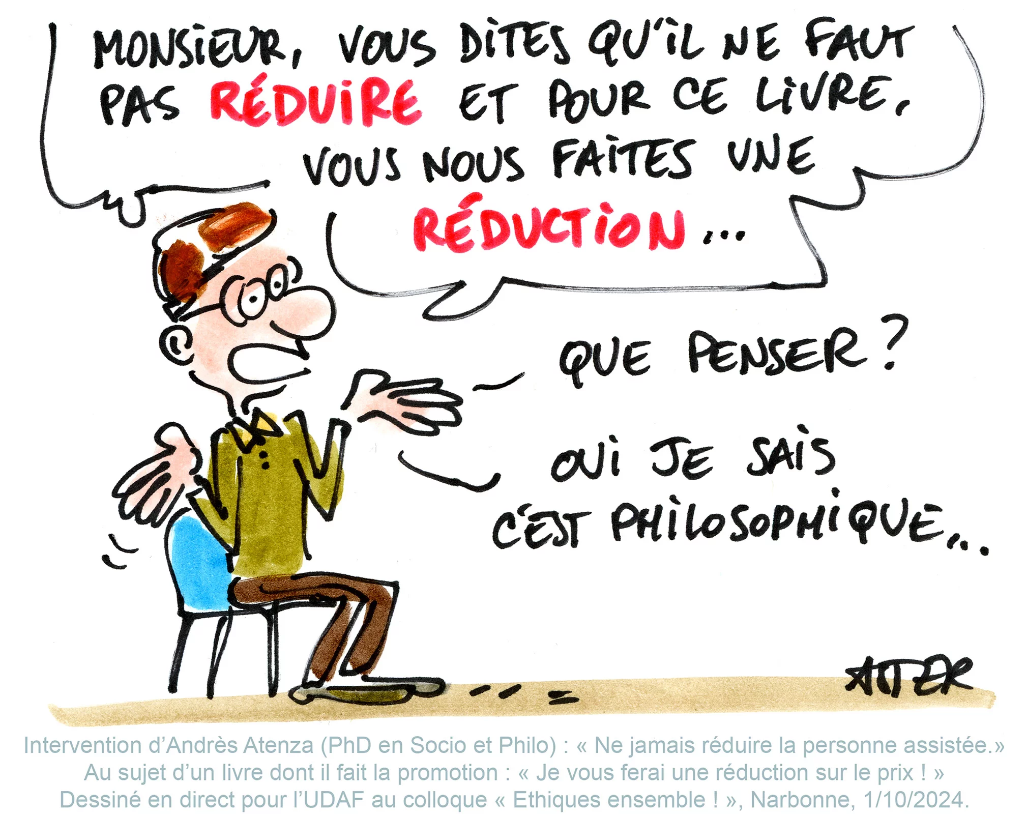 Dessin sur le vif capturant l'ambiance d'un événement institutionnel