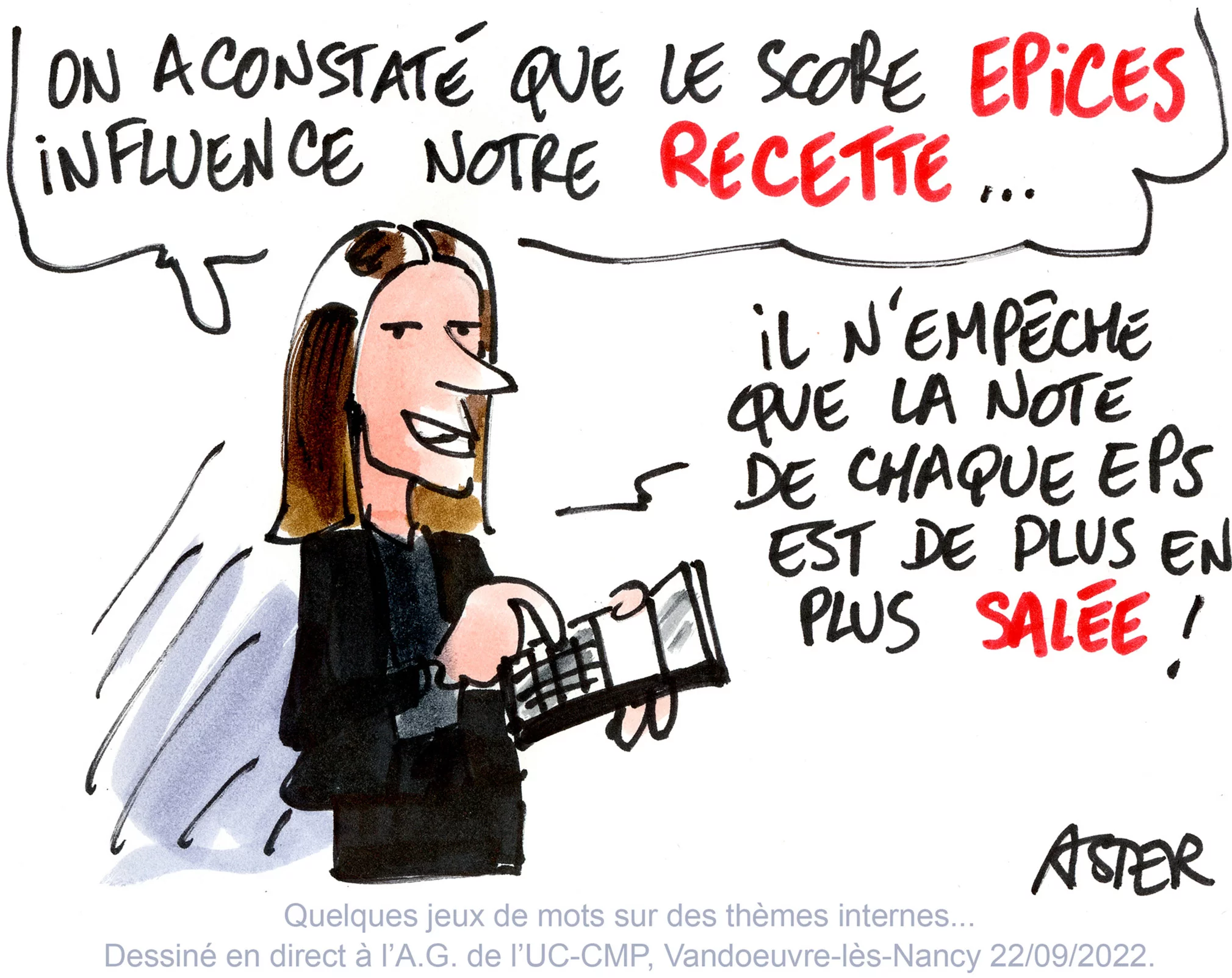 Illustration humoristique réalisée en direct pendant une réunion