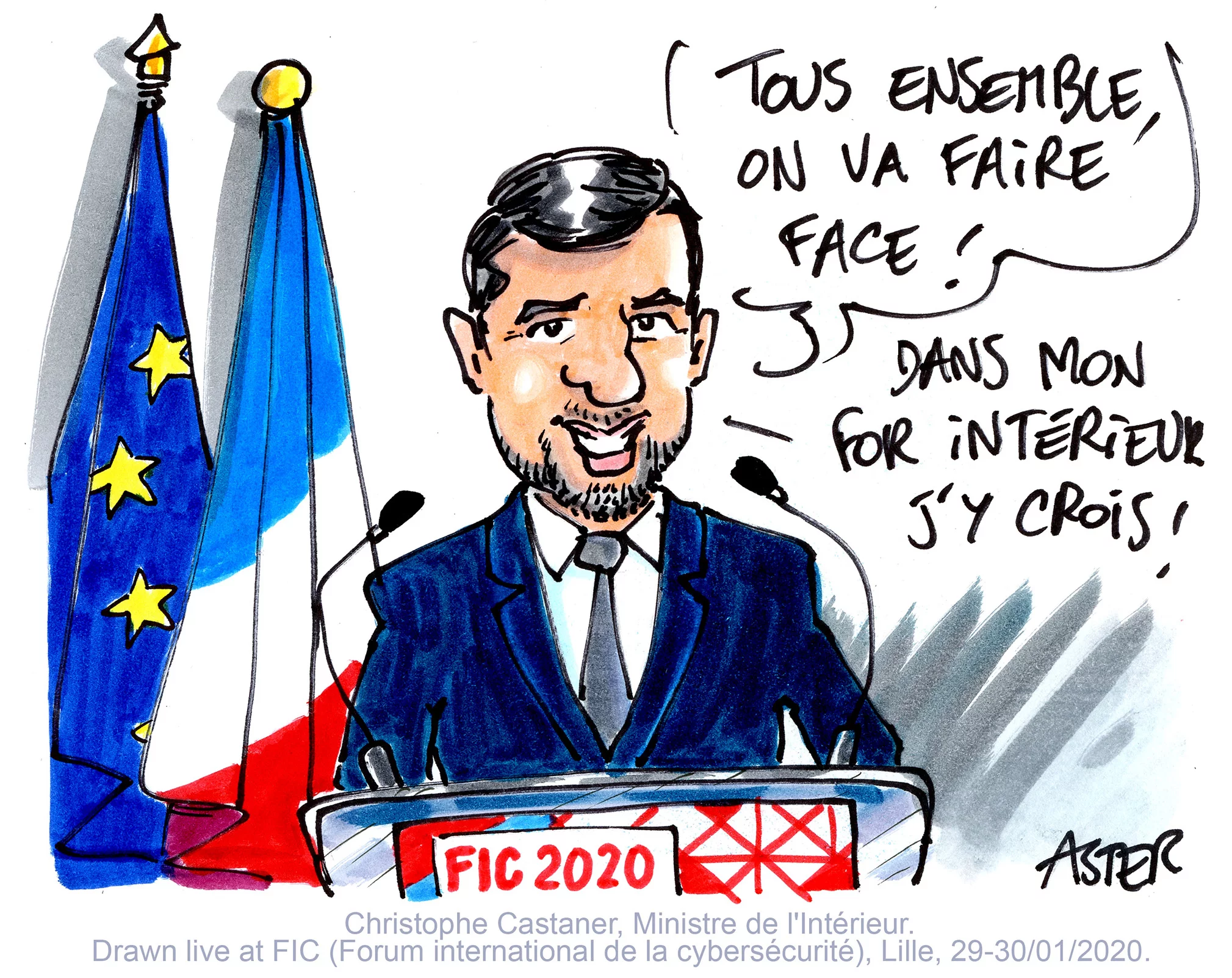 Dessin réalisé en direct lors d'un congrès international pour illustrer les temps forts