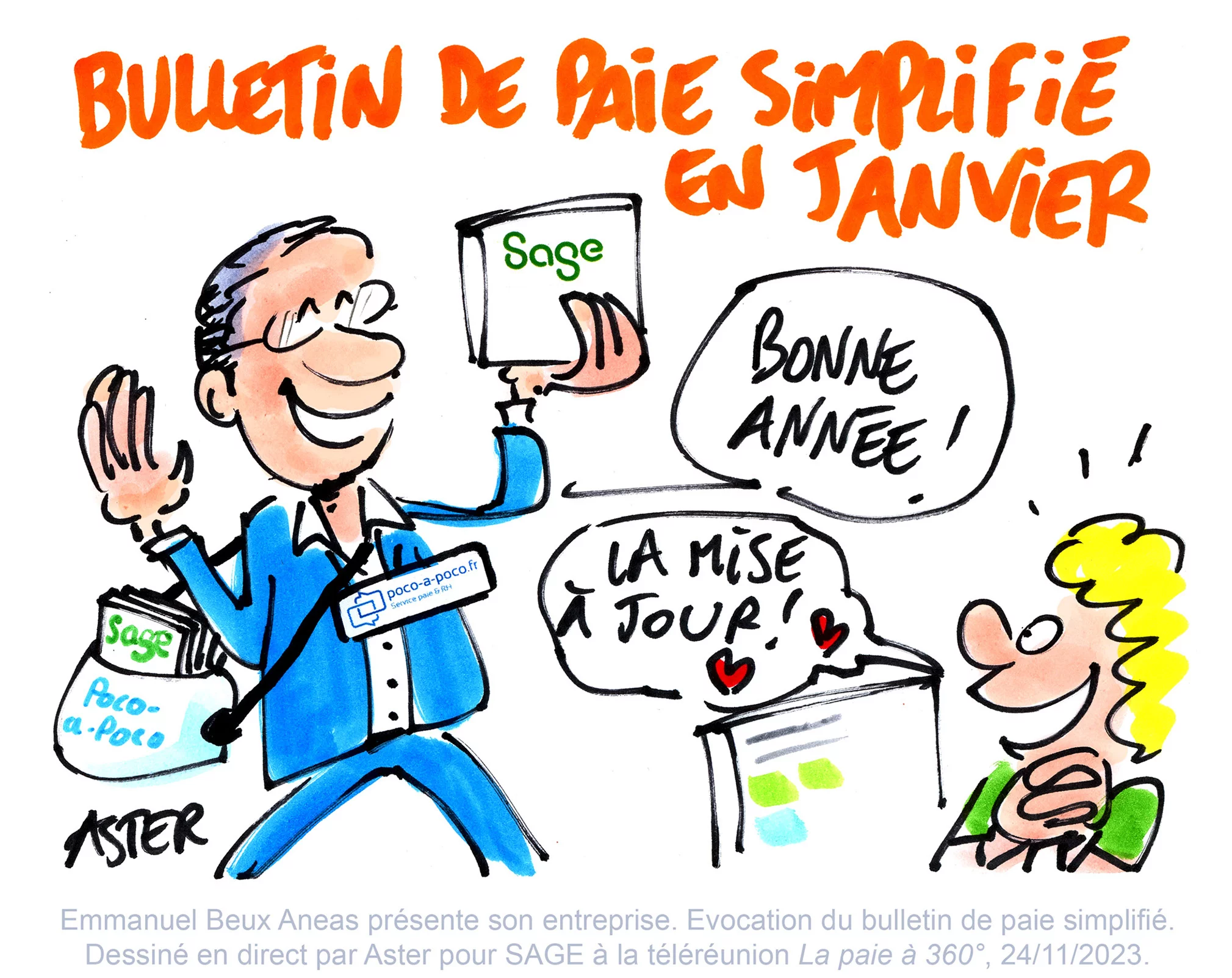 Illustration humoristique et dessin en direct lors d'une réunion en visioconférence