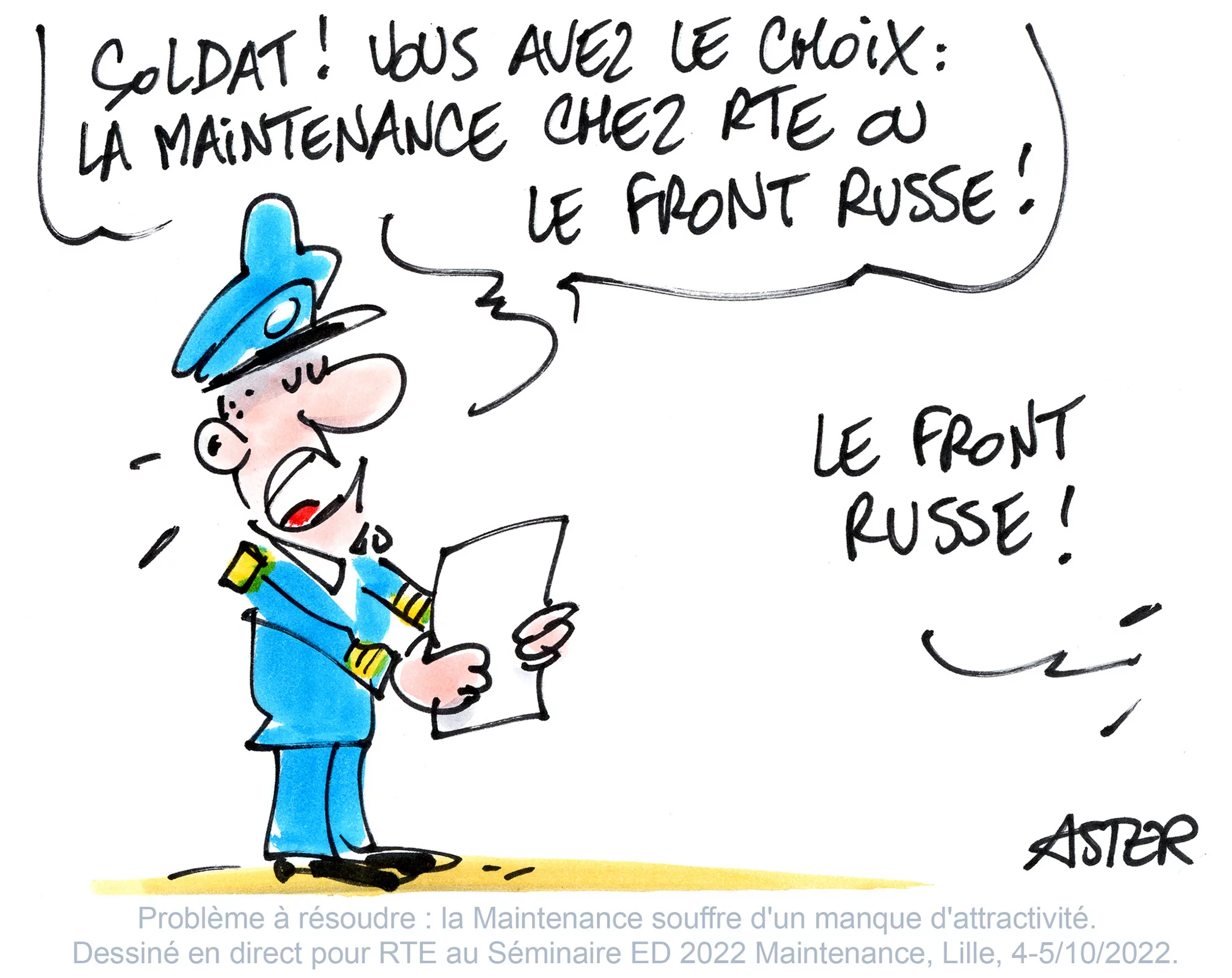 Dessin de presse et cartoon réalisé en live sur le thème de la maintenance