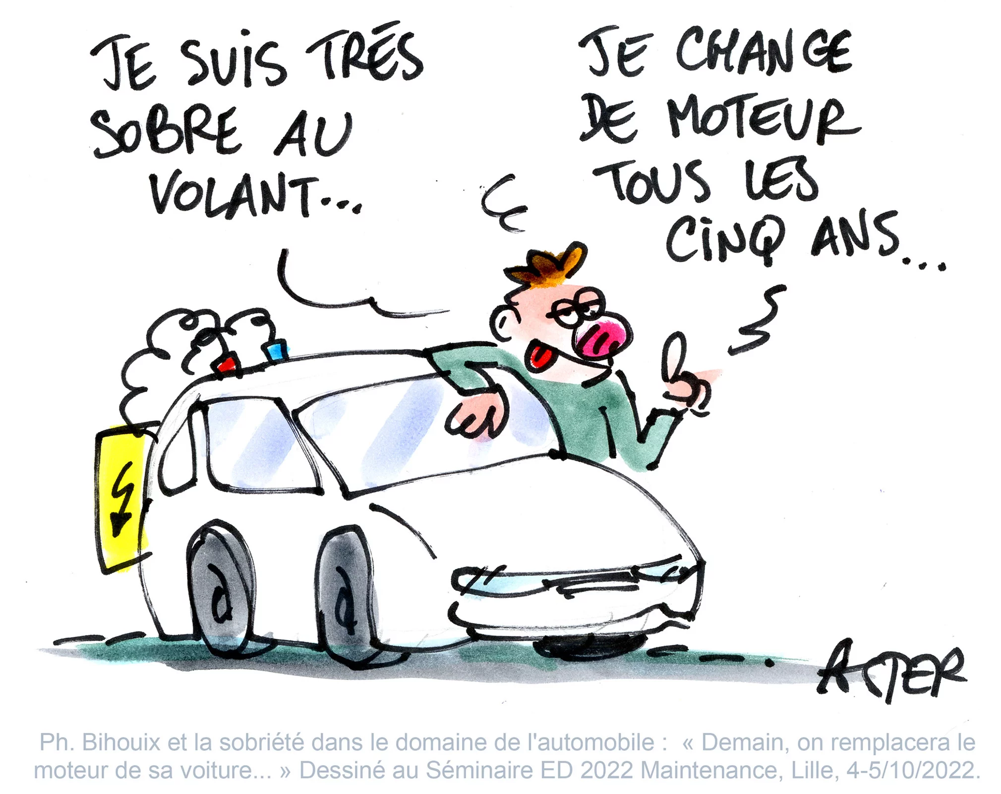 Cartoon humoristique dessiné en direct sur la sobriété énergétique en entreprise