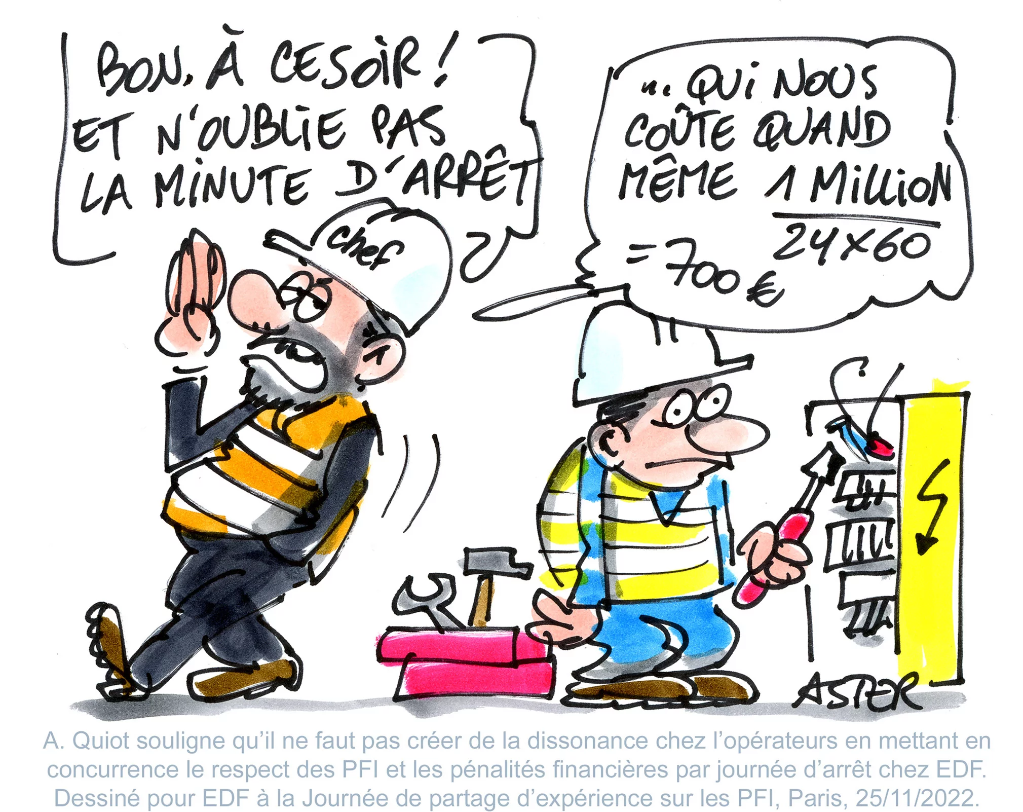 Illustration en direct et dessin humoristique pour une réunion corporate chez EDF
