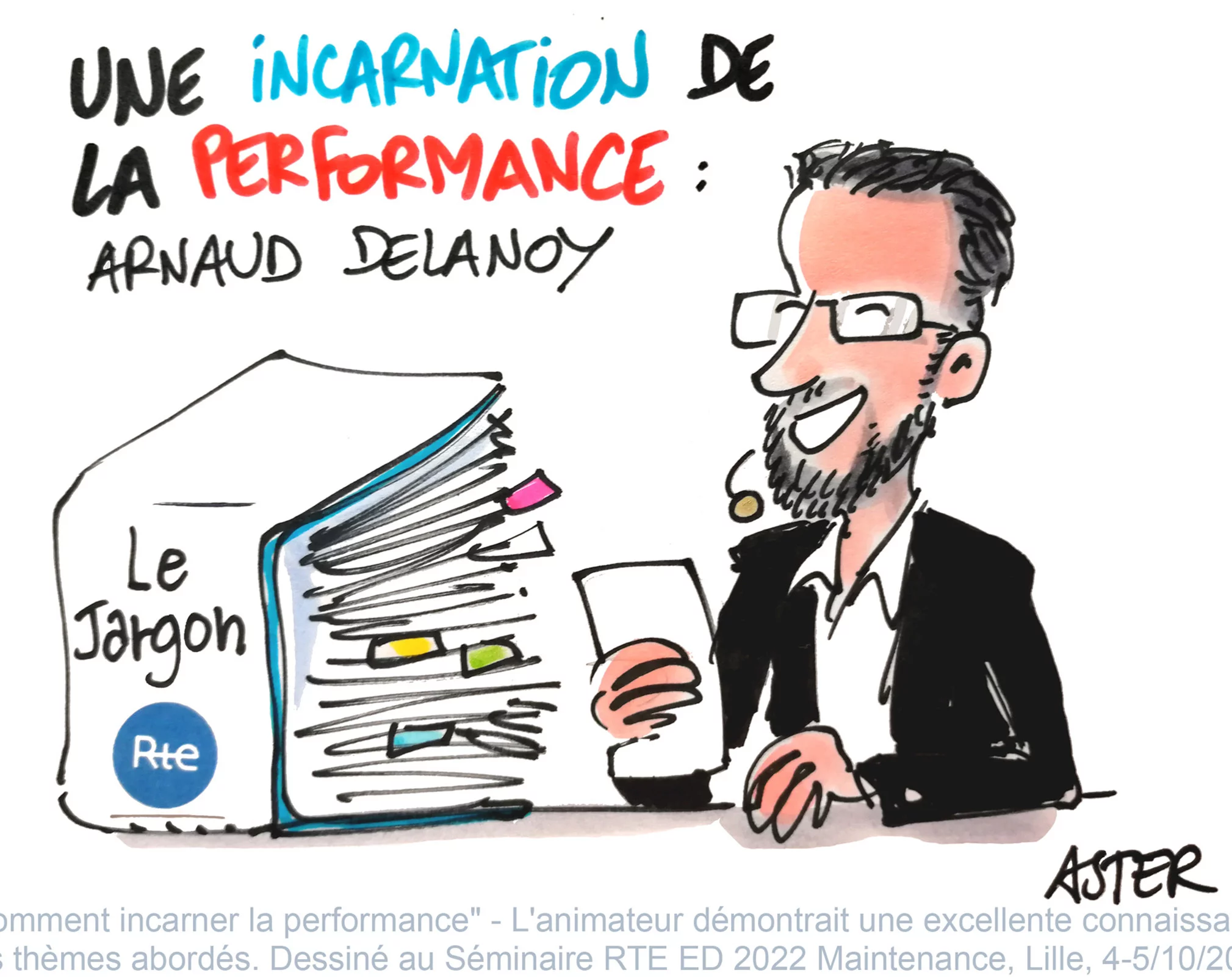 Dessin en direct illustrant la performance lors d'un séminaire professionnel