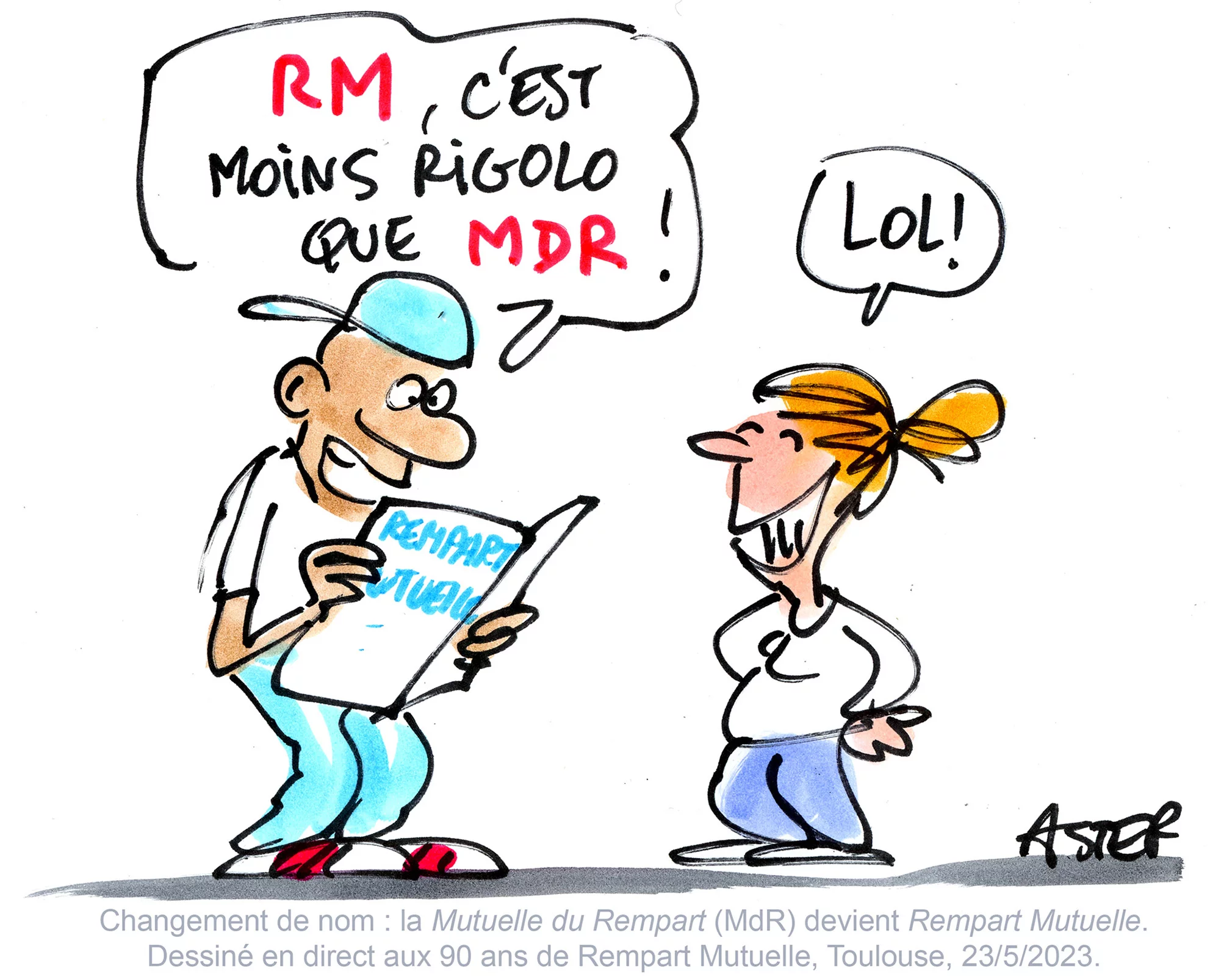 Dessin sur le vif illustrant l'usage des acronymes et des signes en entreprise