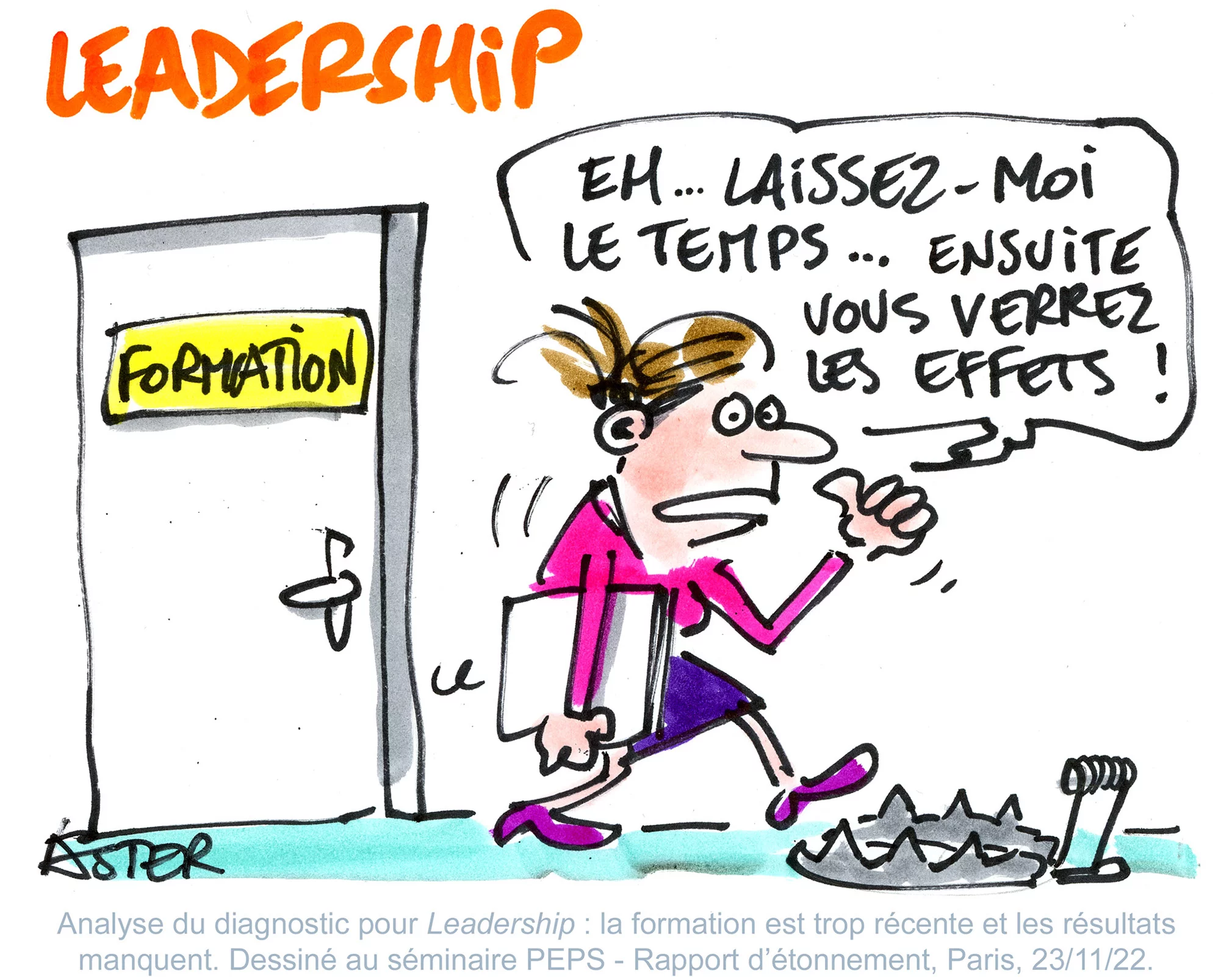 Illustration et dessin en live sur le leadership d'équipe lors d'un séminaire